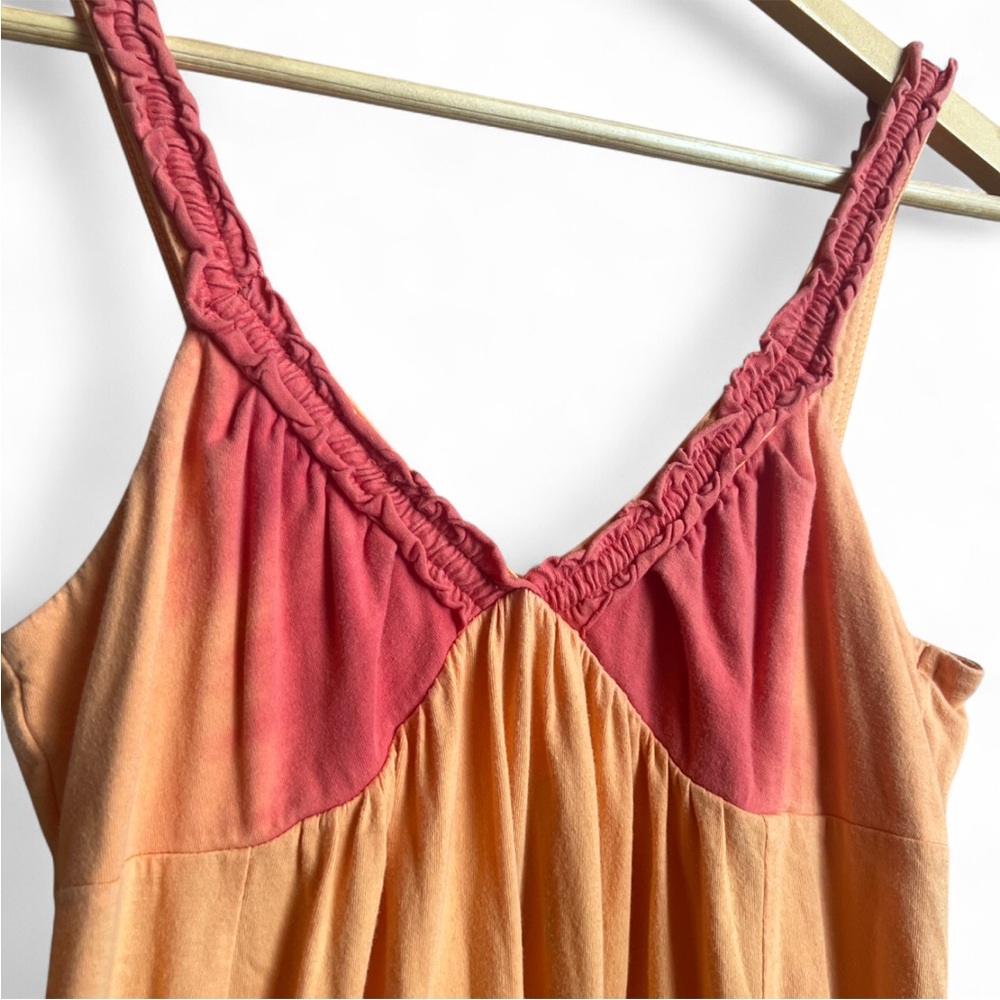 Old Navy Sunset Ombre Dip Dyed Maxi Dress W/ Ruffle Spaghetti Straps. S. - Picture 7 of 11